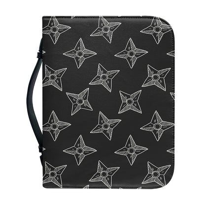 Ninja Weapon Pattern Print Leather Bible Cover
