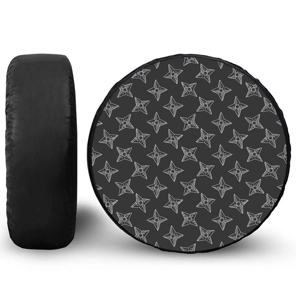 Ninja Weapon Pattern Print Leather Spare Tire Cover