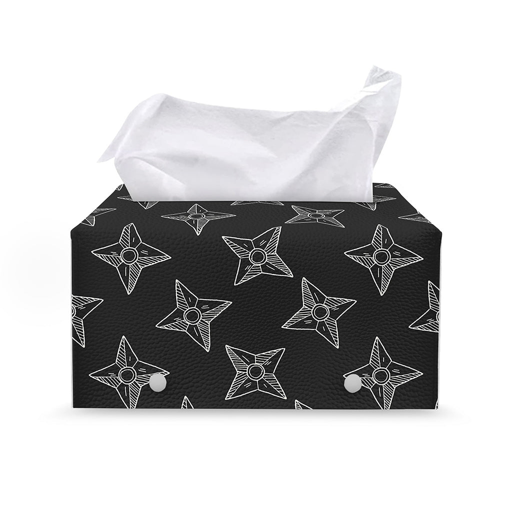 Ninja Weapon Pattern Print Leather Tissue Box Cover