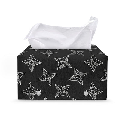 Ninja Weapon Pattern Print Leather Tissue Box Cover