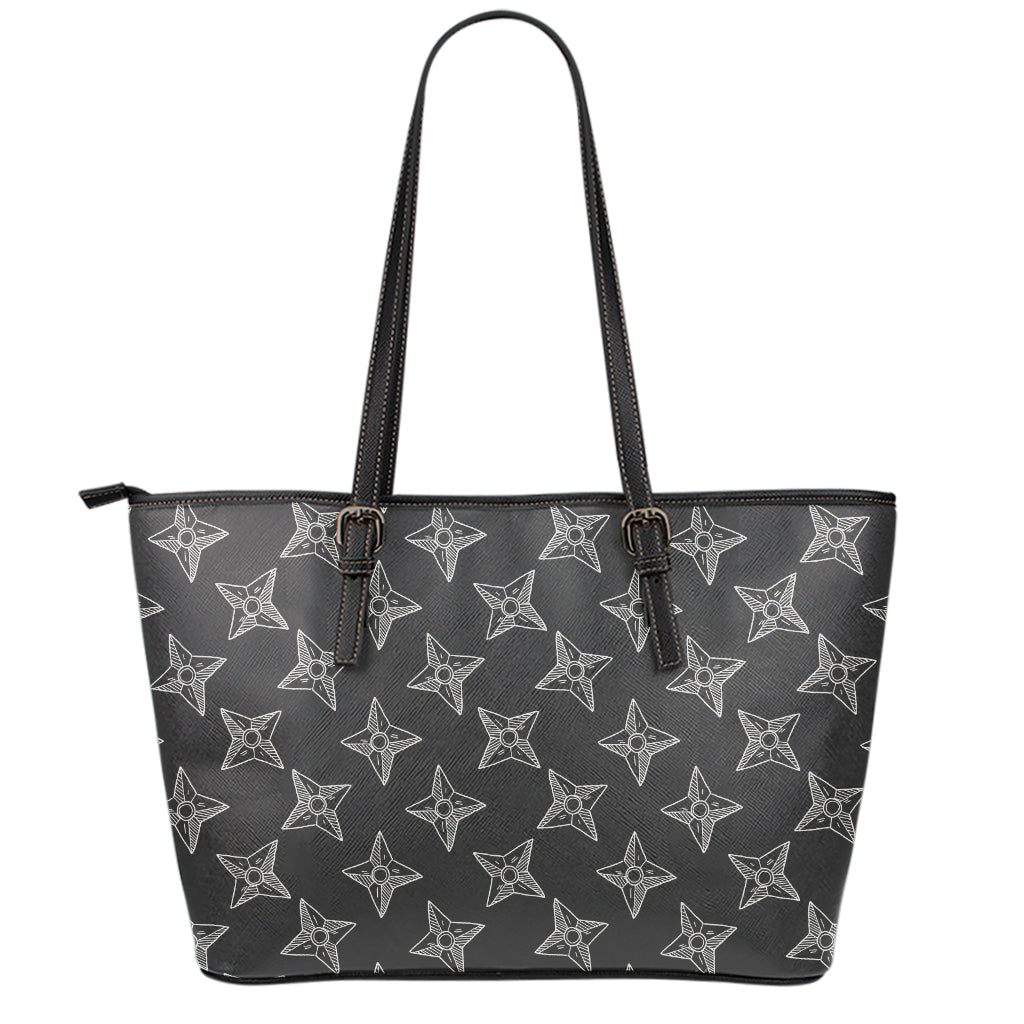 Ninja Weapon Pattern Print Leather Tote Bag