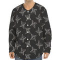 Ninja Weapon Pattern Print Long Sleeve Baseball Jersey