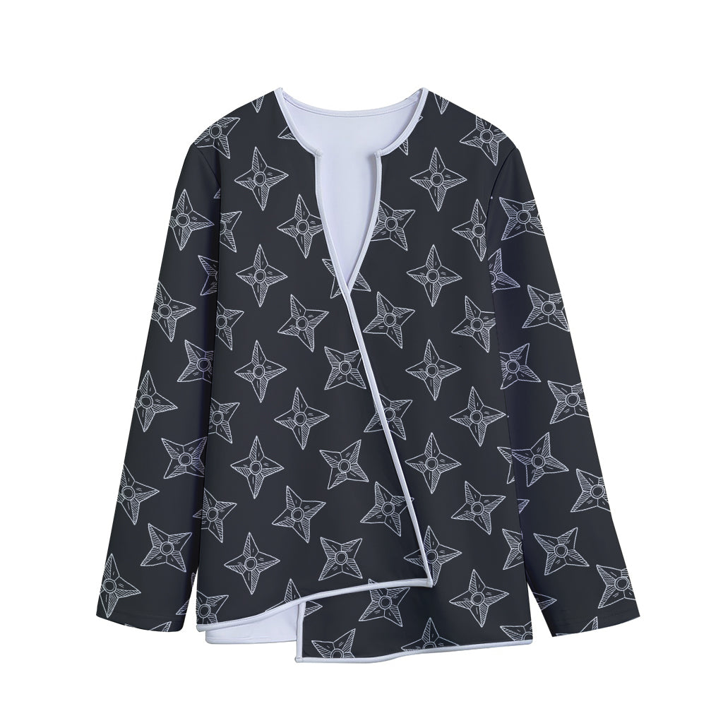 Ninja Weapon Pattern Print Long Sleeve Short Coat