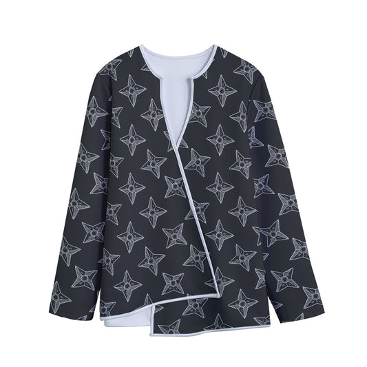 Ninja Weapon Pattern Print Long Sleeve Short Coat