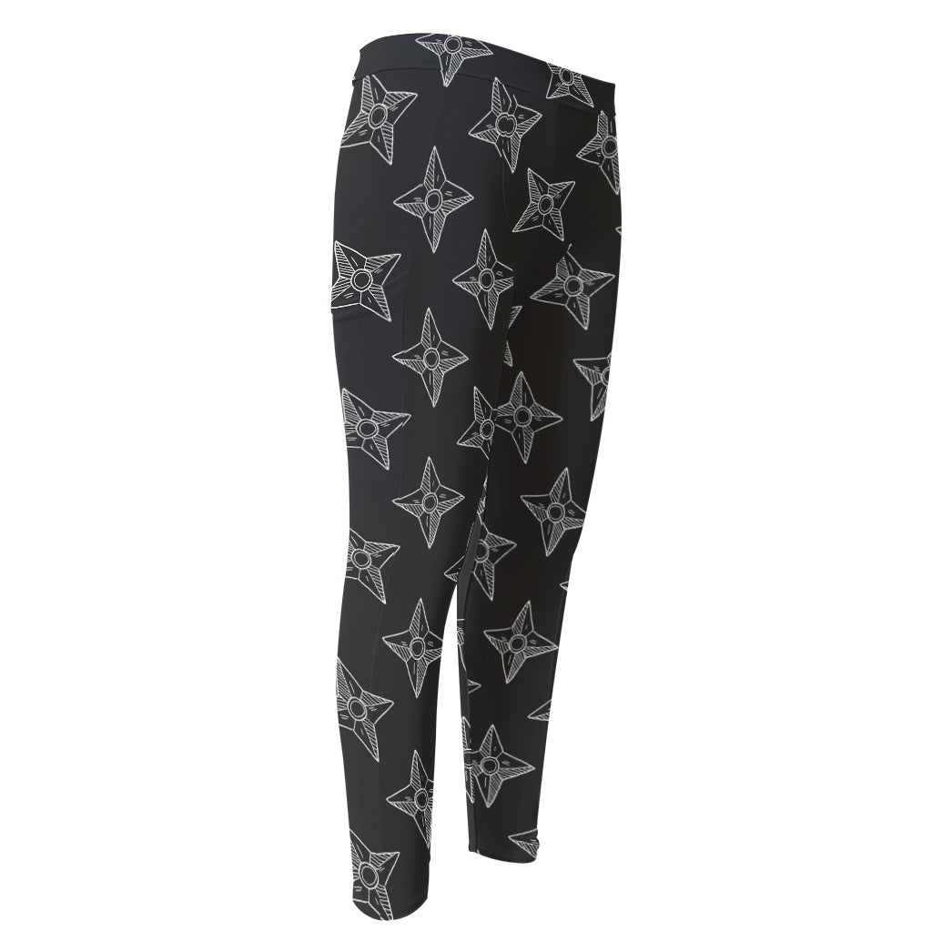 Ninja Weapon Pattern Print Men's Compression Pants