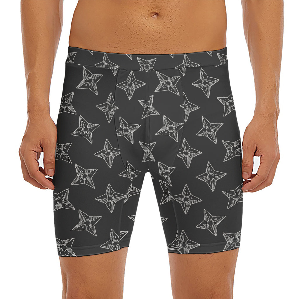 Ninja Weapon Pattern Print Men's Long Boxer Briefs