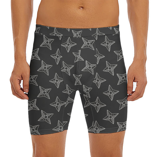 Ninja Weapon Pattern Print Men's Long Boxer Briefs