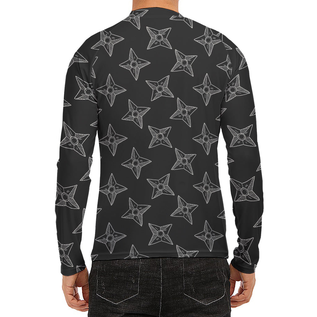 Ninja Weapon Pattern Print Men's Long Sleeve Rash Guard