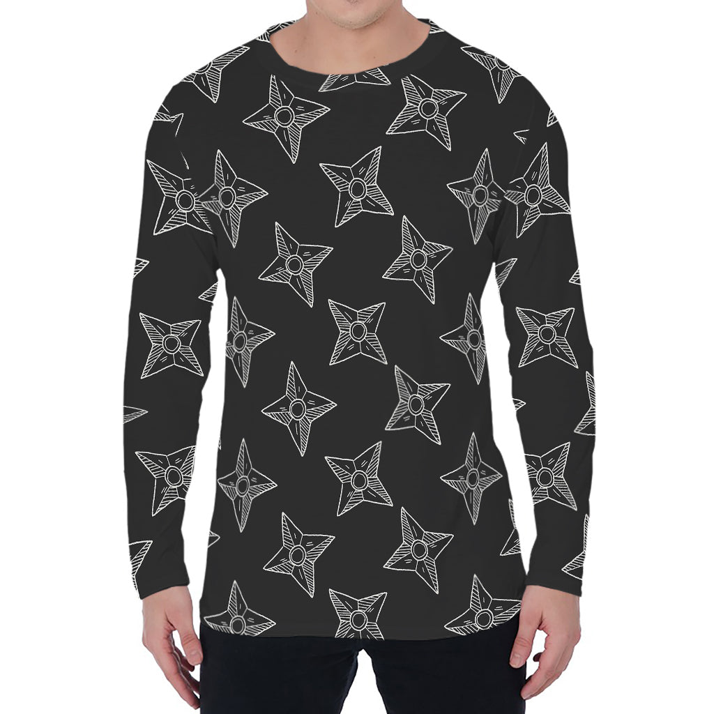 Ninja Weapon Pattern Print Men's Long Sleeve T-Shirt