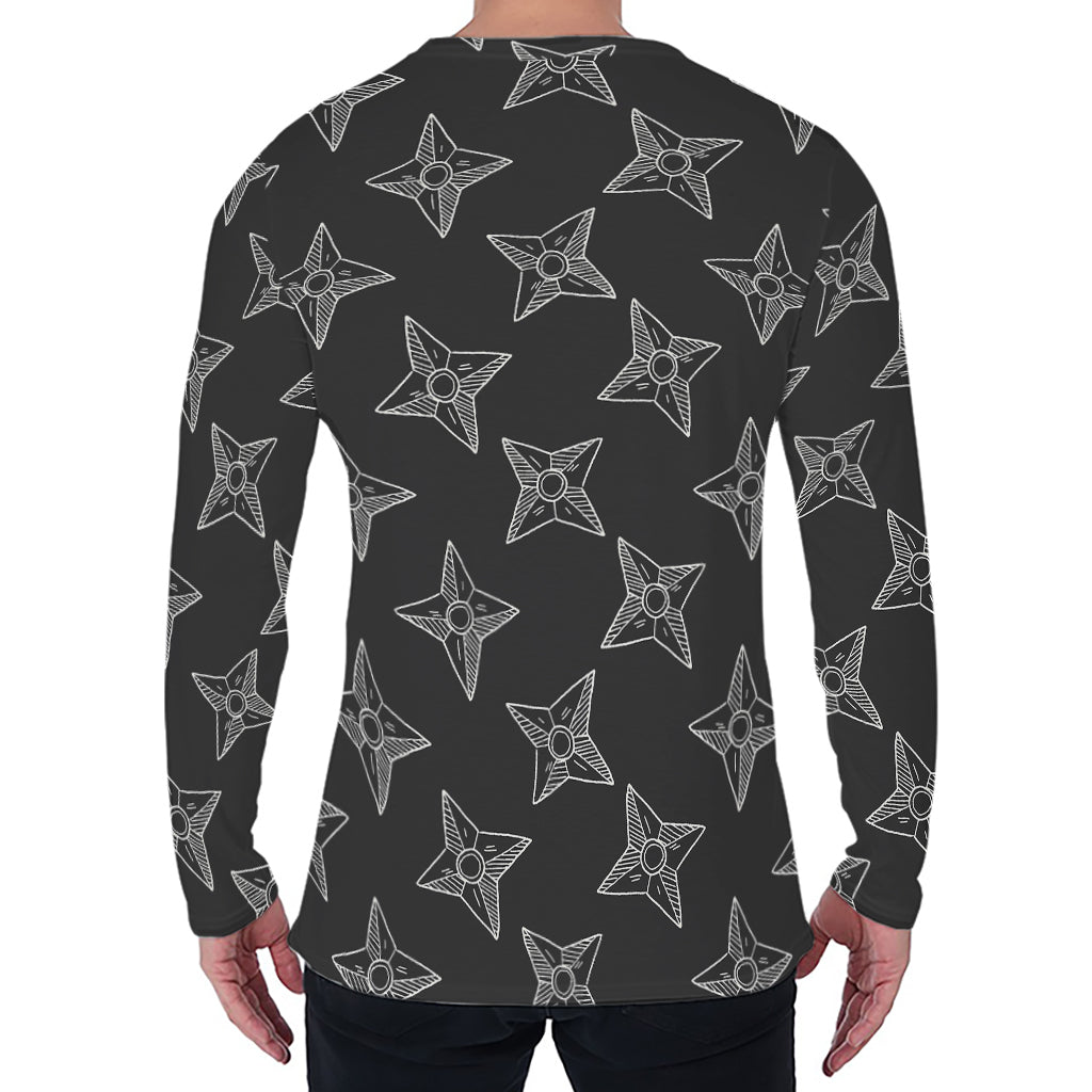 Ninja Weapon Pattern Print Men's Long Sleeve T-Shirt