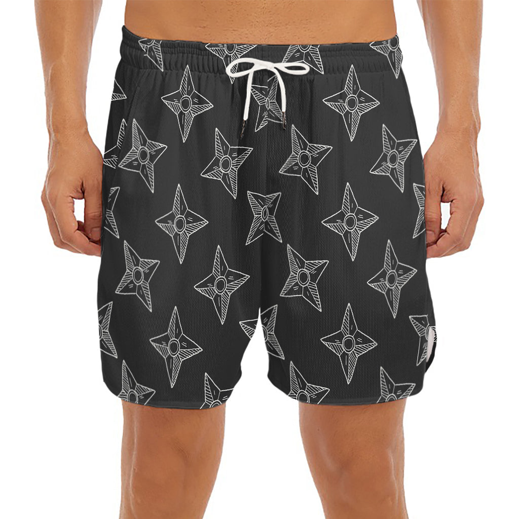 Ninja Weapon Pattern Print Men's Split Running Shorts