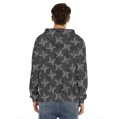 Ninja Weapon Pattern Print Men's Velvet Pullover Hoodie