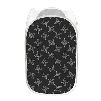 Ninja Weapon Pattern Print Mesh Laundry Hamper