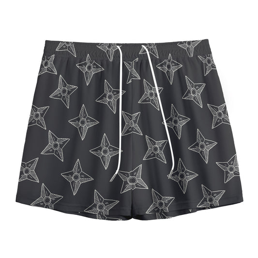 Ninja Weapon Pattern Print Mesh Shorts
