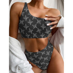 Ninja Weapon Pattern Print One Shoulder Bikini Top