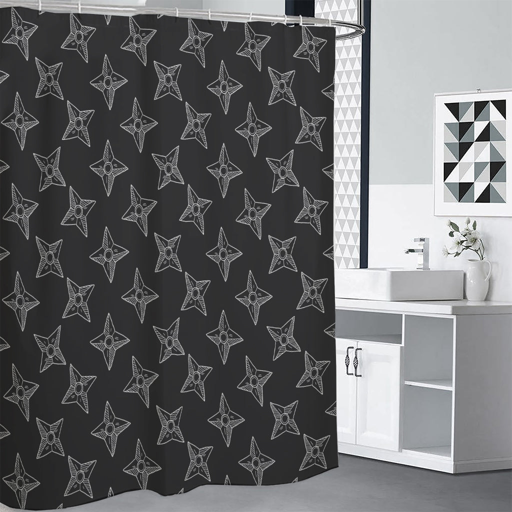Ninja Weapon Pattern Print Premium Shower Curtain