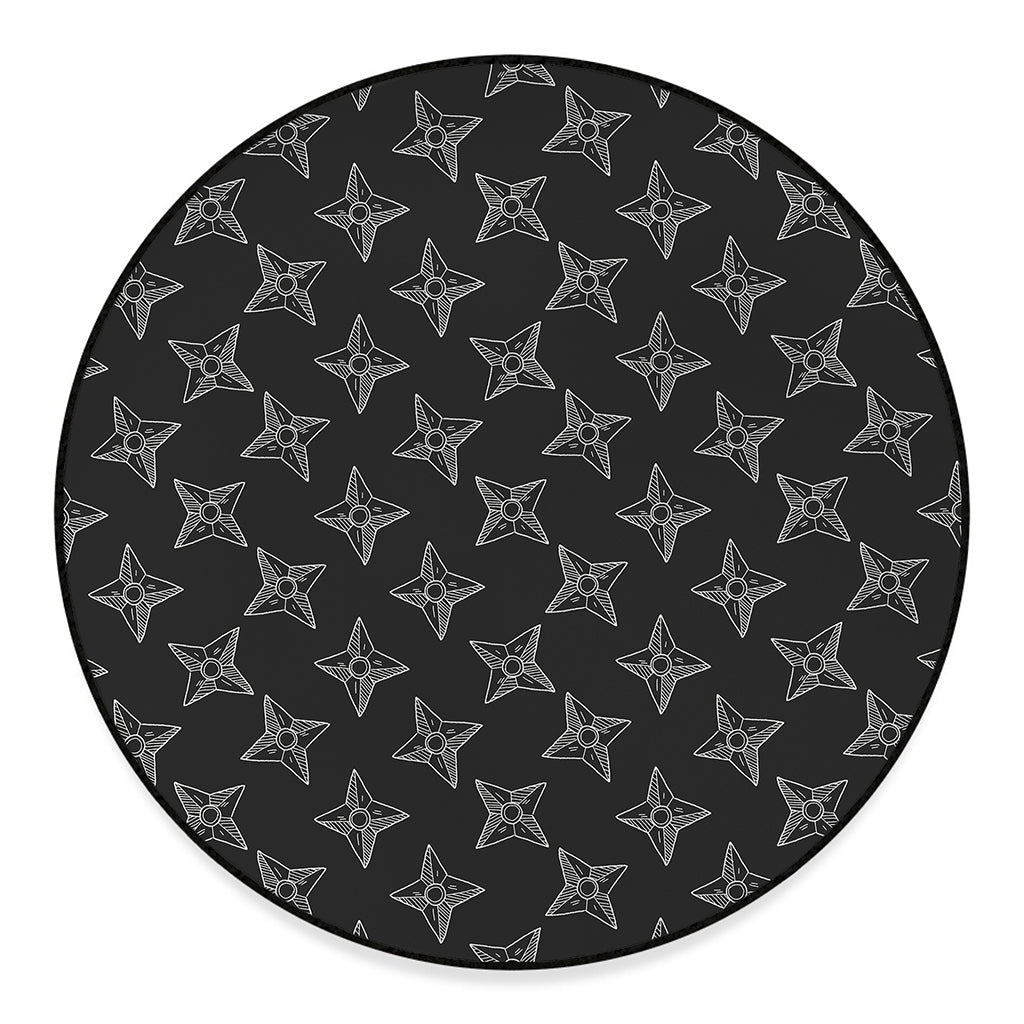 Ninja Weapon Pattern Print Round Floor Mat