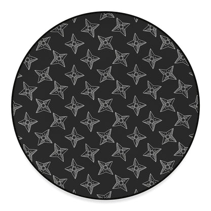 Ninja Weapon Pattern Print Round Floor Mat