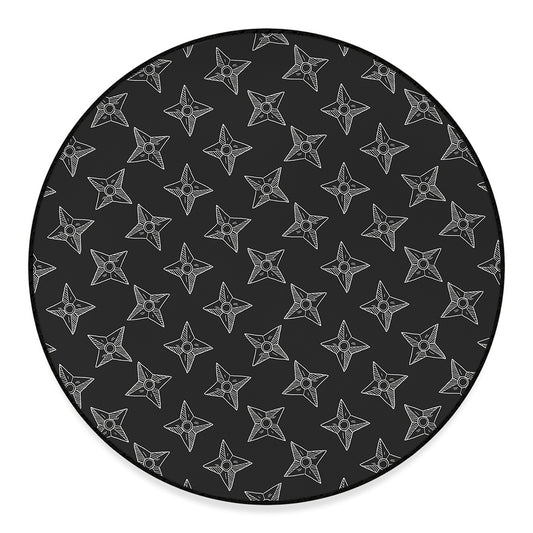 Ninja Weapon Pattern Print Round Floor Mat