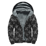 Ninja Weapon Pattern Print Sherpa Lined Zip Up Hoodie