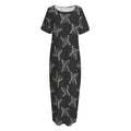 Ninja Weapon Pattern Print Short Sleeve Long Nightdress