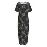 Ninja Weapon Pattern Print Short Sleeve Long Nightdress
