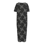 Ninja Weapon Pattern Print Short Sleeve Long Nightdress