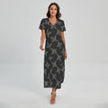 Ninja Weapon Pattern Print Short Sleeve Maxi Dress