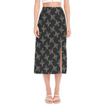 Ninja Weapon Pattern Print Side Slit Midi Skirt
