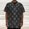Ninja Weapon Pattern Print Textured Short Sleeve Shirt