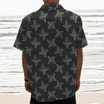 Ninja Weapon Pattern Print Textured Short Sleeve Shirt