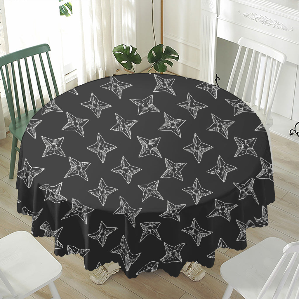 Ninja Weapon Pattern Print Waterproof Round Tablecloth