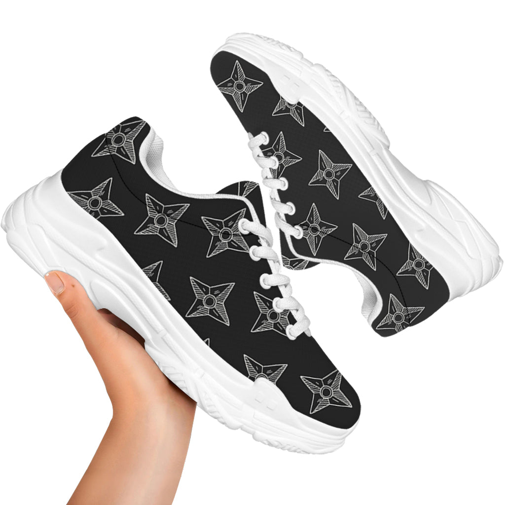 Ninja Weapon Pattern Print White Chunky Shoes