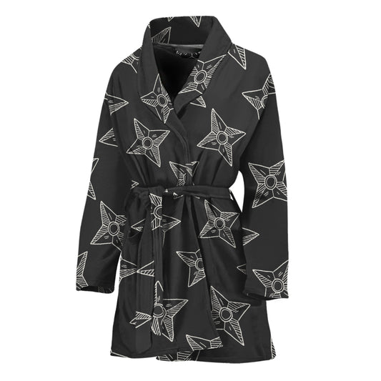 Ninja Weapon Pattern Print Women's Bathrobe