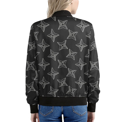 Ninja Weapon Pattern Print Women's Bomber Jacket