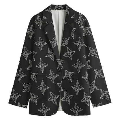 Ninja Weapon Pattern Print Women's Cotton Blazer