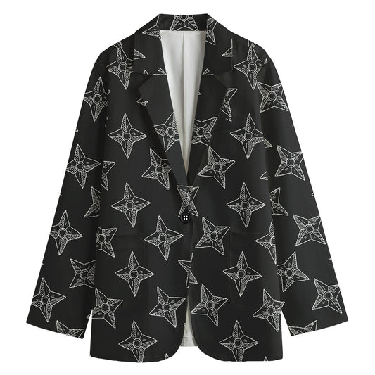 Ninja Weapon Pattern Print Women's Cotton Blazer
