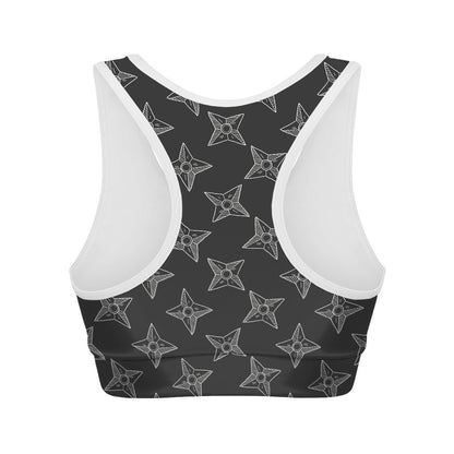Ninja Weapon Pattern Print Women's Sports Bra