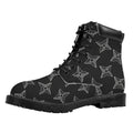 Ninja Weapon Pattern Print Padded Collar Lace Up Boots