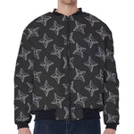 Ninja Weapon Pattern Print Zip Sleeve Bomber Jacket