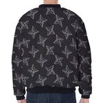 Ninja Weapon Pattern Print Zip Sleeve Bomber Jacket