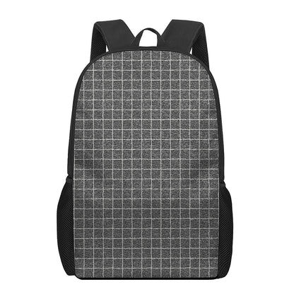 Noisy Windowpane Pattern Print 17 Inch Backpack
