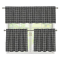Noisy Windowpane Pattern Print 3 Piece Kitchen Curtains