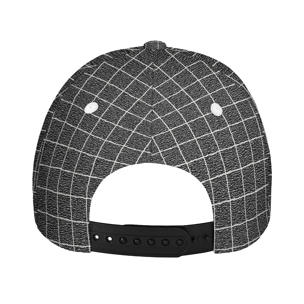 Noisy Windowpane Pattern Print Baseball Cap