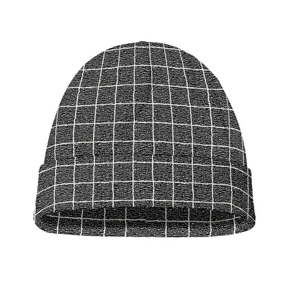 Noisy Windowpane Pattern Print Beanie