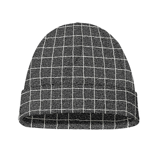 Noisy Windowpane Pattern Print Beanie