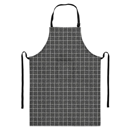 Noisy Windowpane Pattern Print Bib Apron With Pocket
