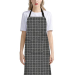 Noisy Windowpane Pattern Print Bib Apron With Pocket