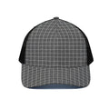 Noisy Windowpane Pattern Print Black Mesh Trucker Hat