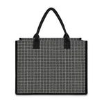 Noisy Windowpane Pattern Print Canvas Tote Bag